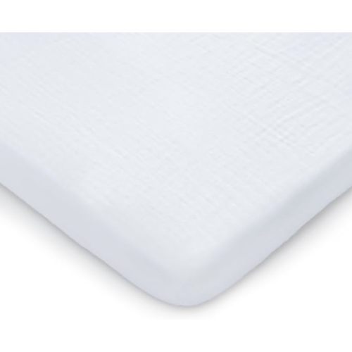 Comfy Cubs Muslin Bassinet Sheet - 100% Soft Cotton Fabric, Breathable & Gentle for Baby’s Sensitive Skin - Universal Fit with Secure Elastic Edging, Gift-Ready Packaging - White
