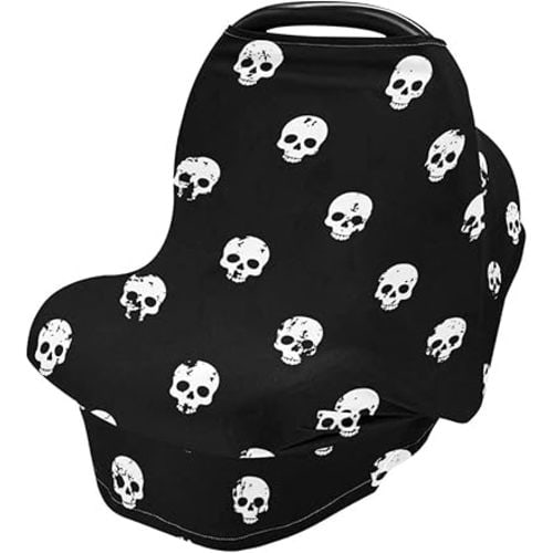 Nursing Cover Skulls Seamless Pattern Breastfeeding Soft Carseat Canopy Multi Use for Baby Car Seat Covers Canopy Shopping Cart Cover Scarf Light Blanket Stroller Cover