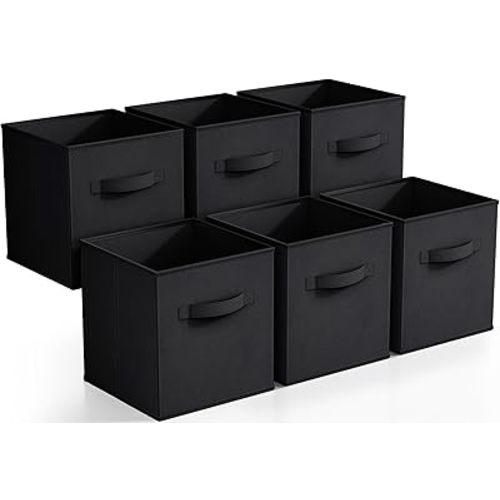 Sorbus Foldable Storage Cubes - 6 Pack, 11 Inch, Black, Fabric, Foldable, Storage and Organization, Versatile Use, Collapsible Storage, Lightweight and Durable