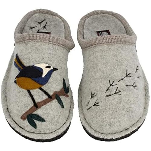 HAFLINGER AR Songbird motif Wool Slipper Mule