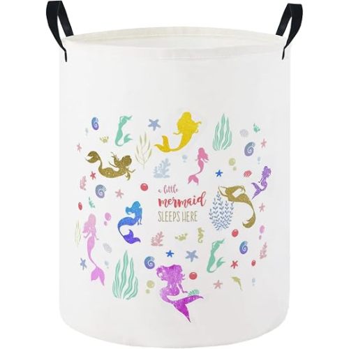 Baby Laundry Hamper Basket Baby Hamper for Nursery Boy and Girl Cute Storage Bin Organizer Boho Room Decor(Mermaid)
