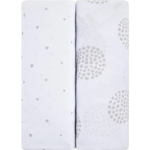 Ely's & Co. Pack N Play Sheet 2-Pack Combed Jersey Cotton (Grey Dottie)