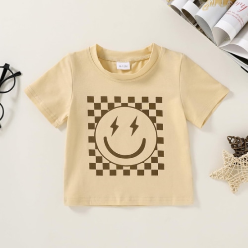 Happy Town Toddler Clothes Baby Boy Girl Smiley Face Shirt Short Sleeve T-Shirt Tee Summer Tops Outfits