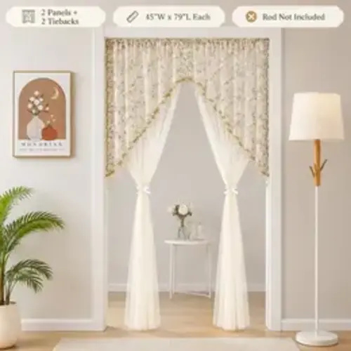 Sheer Floral Doorway Curtain, Elegant Lace Door Curtain with Tassel Trim, Privacy Room Divider for Bedroom, Closet, Kitchen & Apartment - TikTok Shop