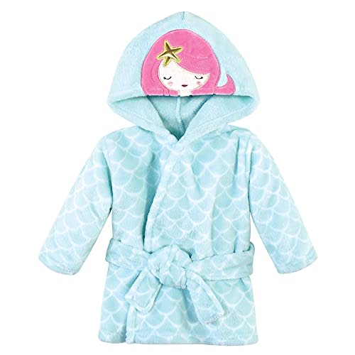 Hudson Baby Unisex Baby Plush Animal Face Bathrobe, Mermaid, 0-9 Months