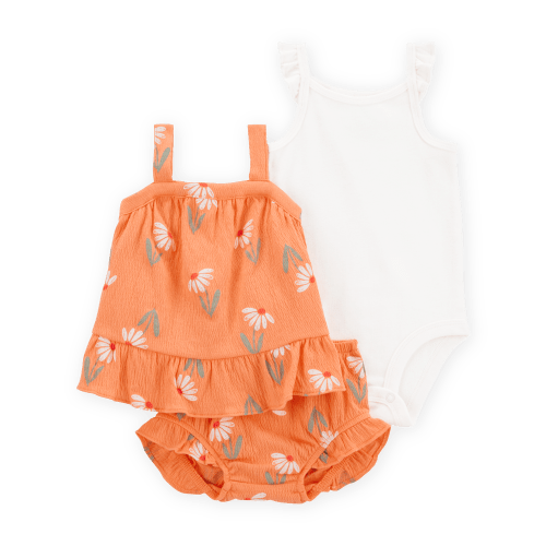 Baby 3-Piece Floral  Outfit Set - Orange/White - Carter's | Carter's