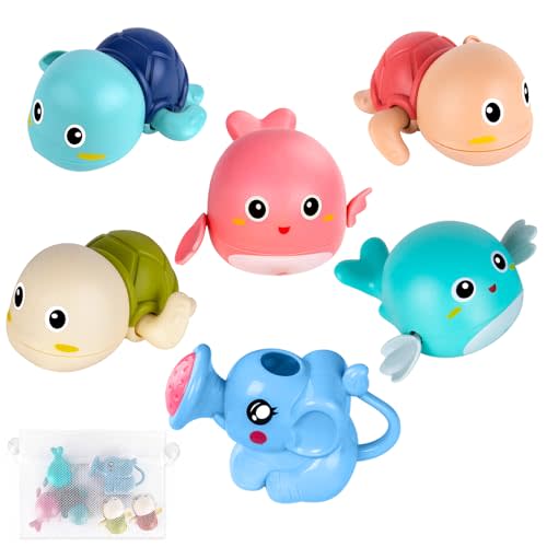 Bath Toys, 6 Pack Baby Bath Toys for Toddlers 1-3, Floating Wind-up Toys Swimming Pool Games Water Play Set Xmas Gift for Bathtub Shower Infant Toddlers Kids Boys Girls Ages 4-8 Years Old