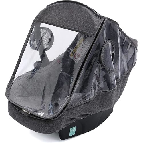 Infant Car Seat Weather Shield,Universal Rain Cover for Car Seat,Ventilation Holes,DustProof Windproof Waterproof (Grey)
