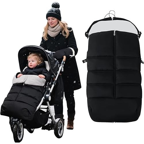KAKIBLIN Stroller Footmuff, Baby Footmuff for Stroller, Universal Bunting Bag for Babies Compatible with Most Strollers,Waterproof, Winter Sleeping Bag for Newborn to Toddler (105x46cm)