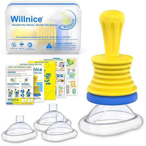Choking Rescue Device, Home and Travel Portable Choking Device, HSA FSA Eligible, 4 Sizes Choke Reliever Included to Meet The Needs of All Age Groups, Easy to Use and Can be Used Alone