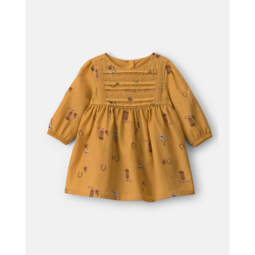 Baby Girl Horseshoe Twill Long-Sleeve Dress - Khaki - OshKosh B'gosh | Carter's