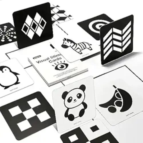 beiens High Contrast Baby Flashcards, Black White Color Newborn Brain Development Toys, Visual Stimulation Learning Activity Cards, Educational Infants Gift (Black & White(for 0-3 Months))