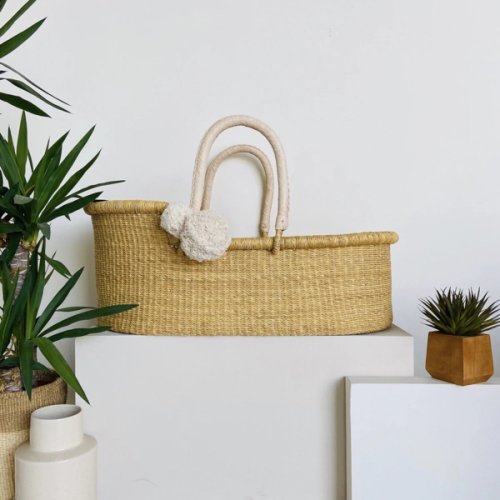 Natural African Moses Basket Cream Handle