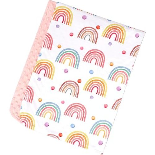 Premium Soft Plush Lightweight Minky Dot Toddler Baby Blanket for Newborn 30"x40" - Soft Baby Blanket for Boys and Girls - (Rainbow Peach) Unisex