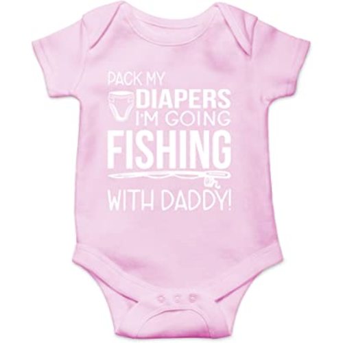 AW Fashions Pack My Diapers, I'm Going Fishing With Daddy Baby Bodysuit Newborn Boy Outfits Cute Romper