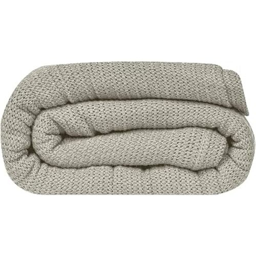 Linteum 100% Cotton Open-Cell Leno Weave Blanket — Breathable All Season — Queen 90x90 — Oatmeal