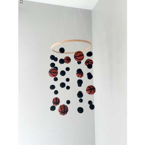 Customizable Basketball Ceiling Mobile - Sports Fan Themed Boys Nursery - Custom Kids Room Pom Decor - Match Favorite NBA or College Team