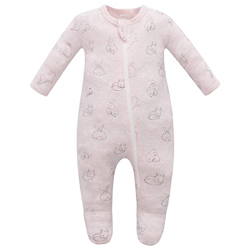 Owlivia Organic Cotton Baby Pajamas, Boys Girls Zip Front Sleep 'N Play Pjs, Footed Sleeper, Long Sleeve