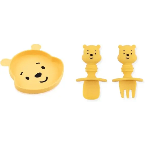 Disney Baby Led Weaning Silicone Grip Dish and Utensil Set for Self-Feeding, Ages 6 Months Up