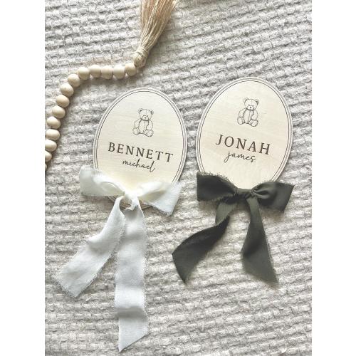 custom name sign for baby bow sign with name teddy bear wooden name announcement keepsake baby sign for hospital name stat sign boy nursery