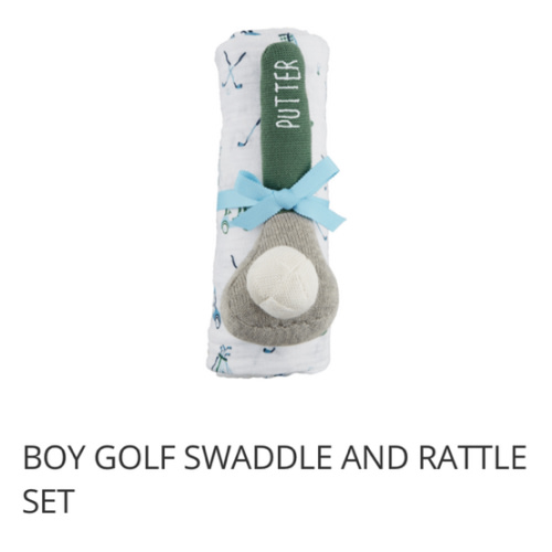 Boy Golf Swaddle And Rattle Set