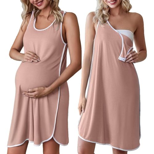 Labor and Delivery Gown Maternity Dress Breastfeeding Nursing Nightgown