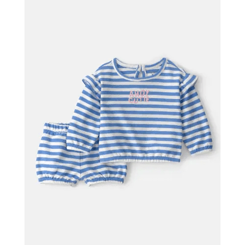 Baby Girl 'Ahoy Cutie' 2-Piece Top & Short Set - Blue | Carter's