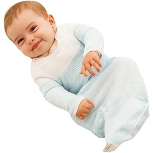 Swaddelini Arms Out Long Sleeve Sleep Sack, Easy-to-Use Baby Sleep Sack, Helps Babies Sleep Longer, 3-6 Months, 18-25 Pounds, Made in USA, Blue