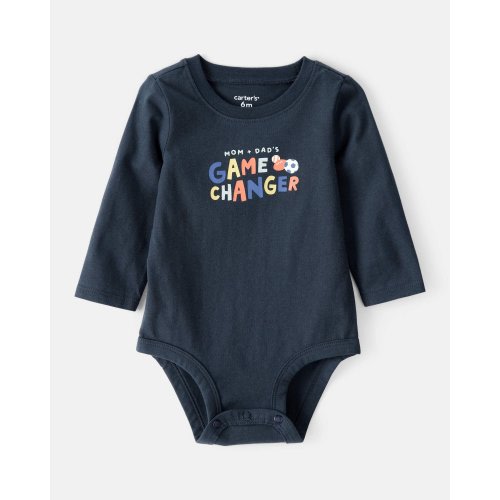 Baby Boy Cotton Long-Sleeve Graphic Bodysuit - Navy Blue | Carter's