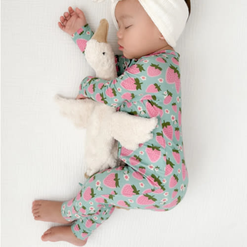 Sweet Strawberry Zipper Romper – In My Jammers