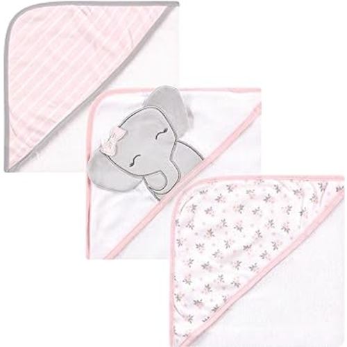 Hudson Baby Unisex Baby Cotton Rich Hooded Towels, Cute Elephant, One Size