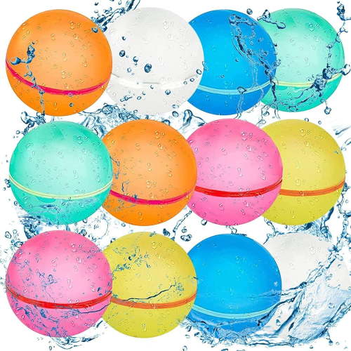 12 PCS Reusable Water Balloons Balls, Soft Silicone Quick Fill Balloons Splash Fun,Outdoor Backyard Summer Party Easy Quick Fun Water Fight Game for Swimming Pool, Summer Party Gift Pool