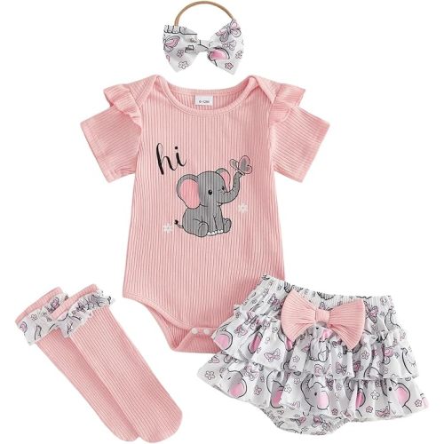 BemeyourBBs Newborn Baby Girl Clothes Romper Shorts Set Leg Warmer Headband