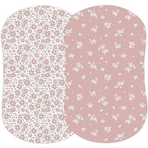2-Pack Fitted Bassinet Sheets (Antique Rose) - Buttery Soft Cotton Blend for Standard Bassinet
