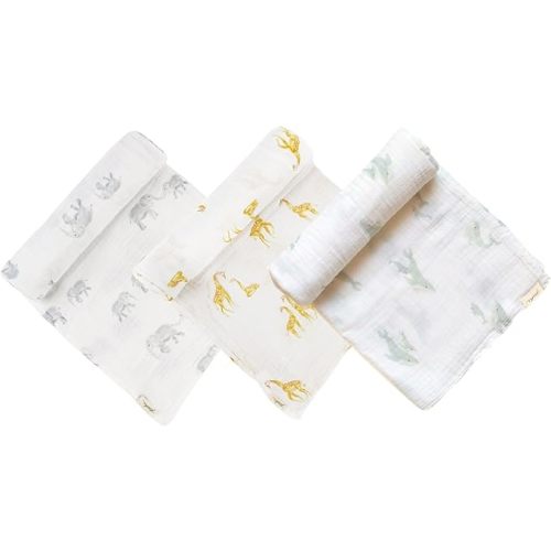 PEHR Organic Cotton Muslin Swaddle 3-Pack, for Him | Extra-Soft & Breathable Baby Blankets | 47" x 47" / 119 x 119 cm | Multi-Use Nursery Essential | Ethically Made & AZO-Free Dyes