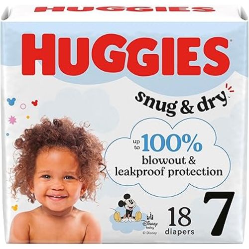 Huggies Size 7 Diapers, Snug & Dry Baby Diapers, Size 7 (41+ lbs), 18 Count, Packaging May Vary