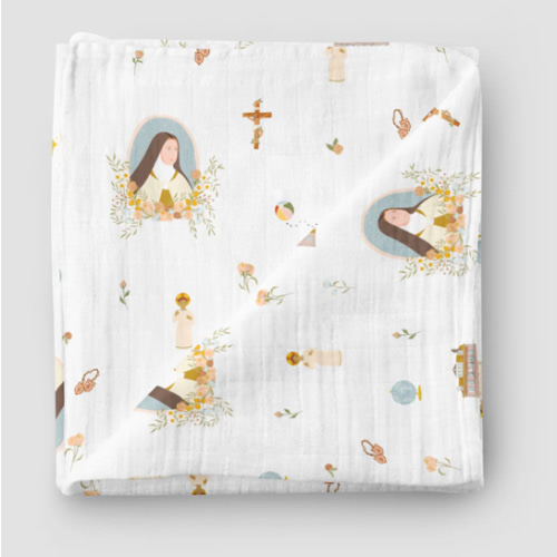 St. Therese of Lisieux Muslin Swaddle Baby Blanket
