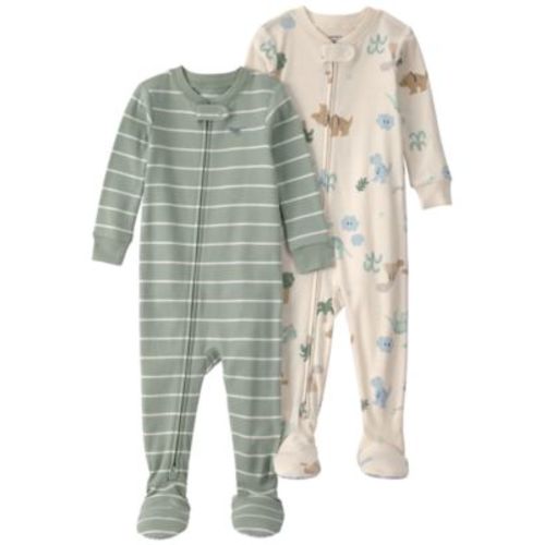 Baby Boys' Long-Sleeve Printed One-Piece Pajama, 2-Pack