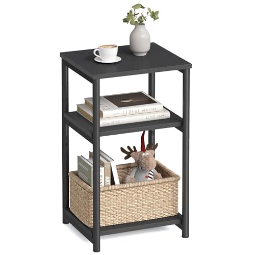 VASAGLE Side Table, Small End Table, Tall Nightstand for Living Room, Bedroom, Office, Bathroom, Classic Black ULET273B16