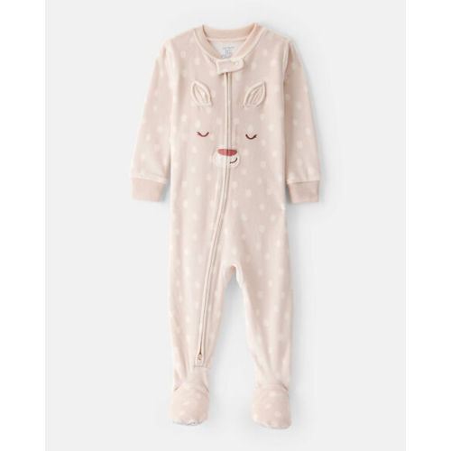 Baby Girl Deer Print DreamPlush Snug Fit Long-Sleeve 2-Way Zip Pajamas - Tan - Carter's | Carter's