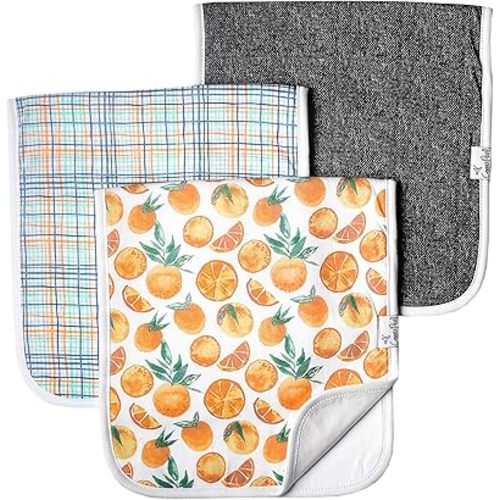 Copper Pearl Baby Burp Cloth Large 21''x10'' Size Premium Absorbent Triple Layer 3-Pack Gift Set “Citrus