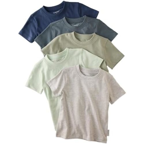 Taylor 5-Pack Toddler Short Sleeve T-Shirts 100% Organic Cotton for Toddler Boys and Girls​