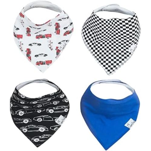 Copper Pearl 4 Pack Soft Cotton Baby Bibs for Drooling and Teething, Absorbent Drool Bibs for Baby Girl and Boy, Adjustable to Fit Newborns to Toddlers, Tons of Styles (Nash)