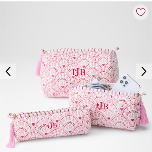 Block Print Quilted Cosmetic Pouch