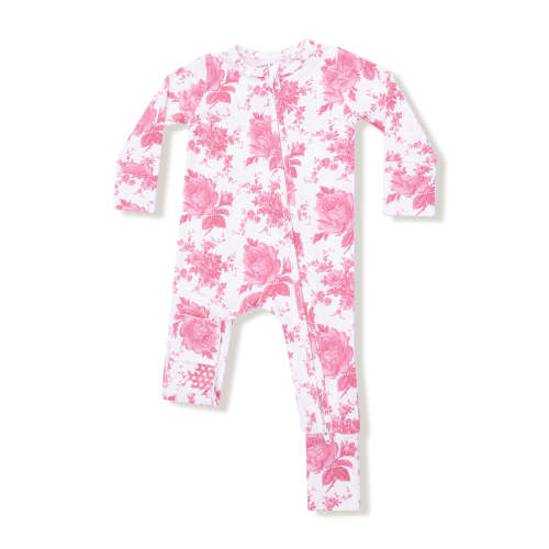 2-Way Zip Romper, Vintage Pink Roses