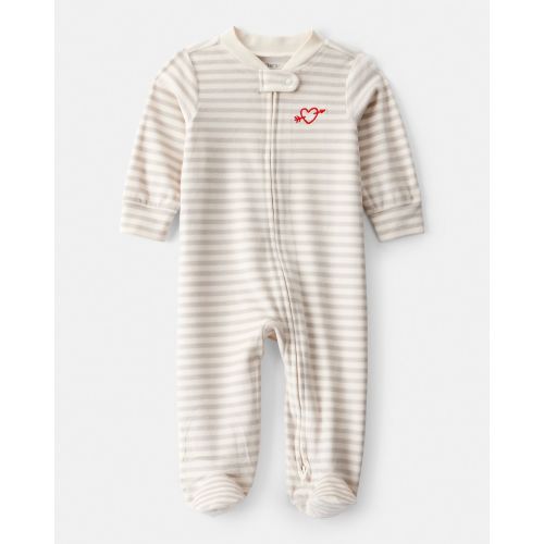 Baby Valentine's Day Striped DreamPlush Snug Fit 2-Way Zip Sleep & Play Pajamas - Grey - Carter's | Carter's