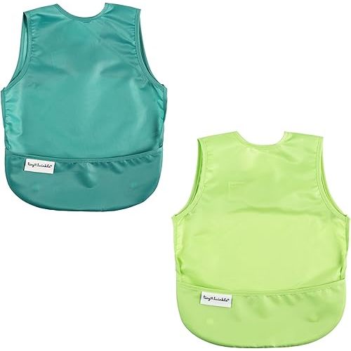 Tiny Twinkle Mess Proof Apron Bibs - 2 Pack Waterproof & Lightweight Baby Bibs for Led Weaning | 100% Recycled Polyester, Easy Clean & Machine Washable (Rainforest, Small 6-24 Months)