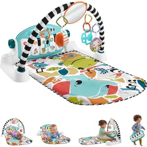 Fisher-Price Glow and Grow Kick & Play Piano Gym, Blue