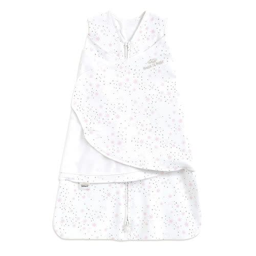 HALO 100% Cotton Sleepsack Swaddle, 3-Way Adjustable Wearable Blanket, TOG 1.5, Midnight Moons Pink, Small, 3-6 Months
