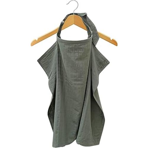 MOZAH 100% Organic Cotton Muslin Nursing Cover for Baby Breastfeeding, Breathable 100% Cotton Breastfeeding Cover with Rigid Hoop for Mother Nursing Apron, Multi-use Carseat Canopy (Roman Green)